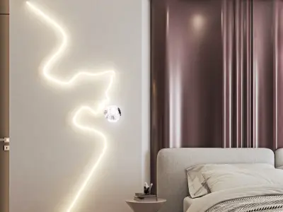 bedroom-number1falsafi modern bedroom with walls and wooden f... 3D model