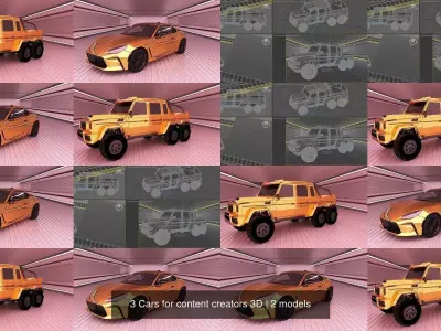 3 Cars for content creators 3D 3D Model Pack