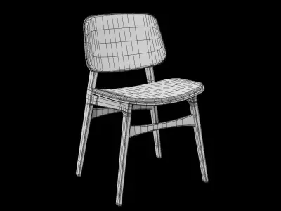 Soborg Chair Model-3052-leather 96 and oak smoked Low-poly 3D model