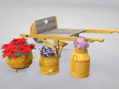 Garden Decor Antique Welbarrow 3D model