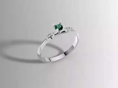 Luxury Solitaire Ring with Side Stones 3D print model