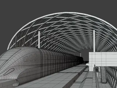 Elevated maglev station 3D model