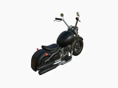 Motorcycle Cartoon A13 Full Black - Custom Vehicle Design Low-poly 3D model