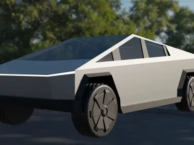 Cybertruck futuristic electric car Low-poly 3D model