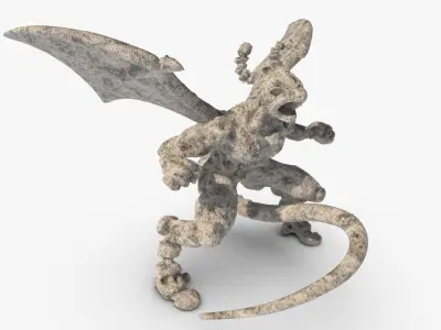 Gargoyl stone dragon Low-poly 3D model