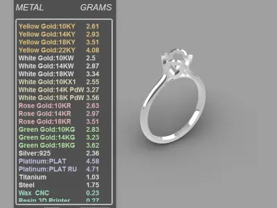 Engagement ring with heart prong size 8 3D print model