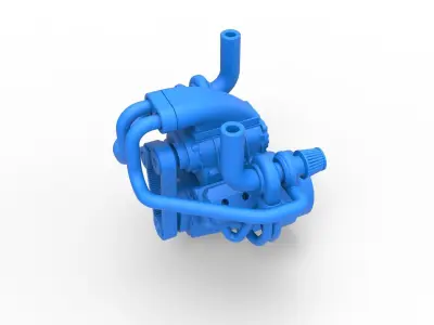 Twin turbo supercharged V8 Engine Scale 1 to 25 3D print model