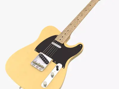 Fender yellow wooden Telecaster electric guitar da1 3D model