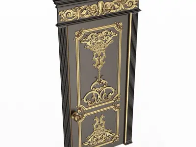 Carved Door Classic 0802 Black Low-poly 3D model