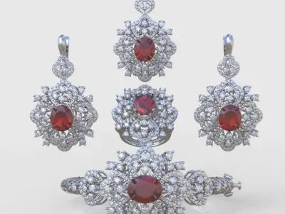 Ring Bracelet Earring and Pendant Set 3D printable model 0043 3D Model Pack