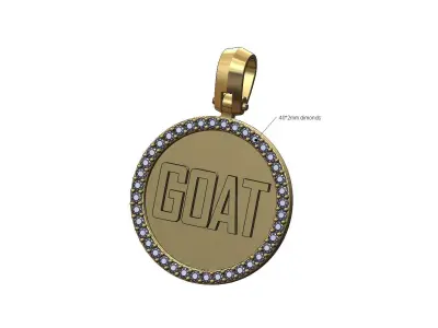 Goat diamond bezel pendant with bail 3D print model
