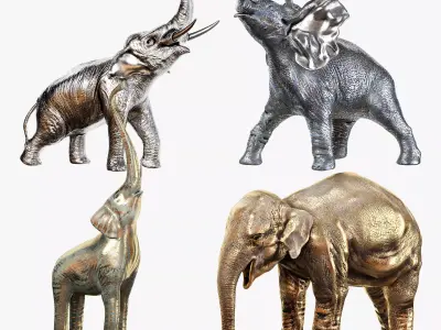 Sculptures of elephants 3D model