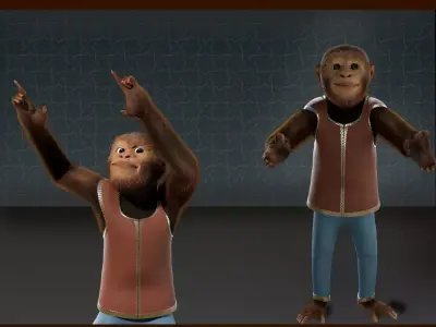 Cartoon Monkey Rigged 3D model
