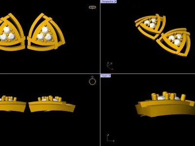 Diamond Top Earring - 0012 3D print model
