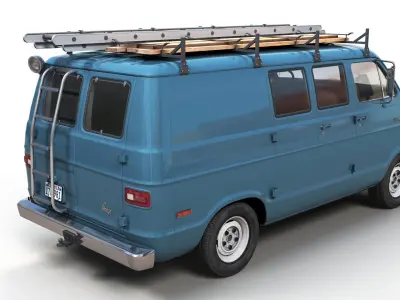 Dodge utility  van Low-poly 3D model