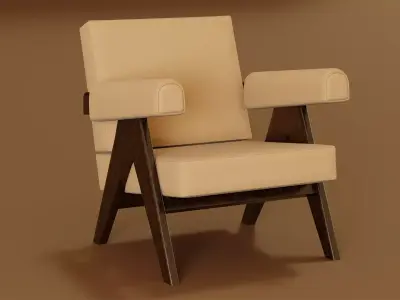 053 CAPITOL ARMCHAIR - PIERRE JEANNERET Low-poly 3D model