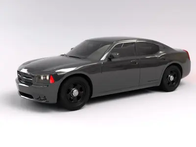 Dodge Charger 2008 with rig Low-poly 3D model