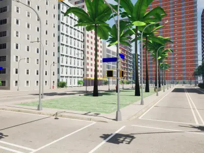 City Downtown Skyscraper Street - Unreal - Lot 01 Low-poly 3D model