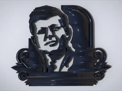 Wall decoration with John F Kennedy motif Low-poly 3D model