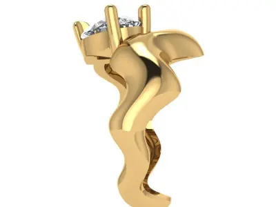 Wavy shank pear cut solitaire diamond ring 3D print model