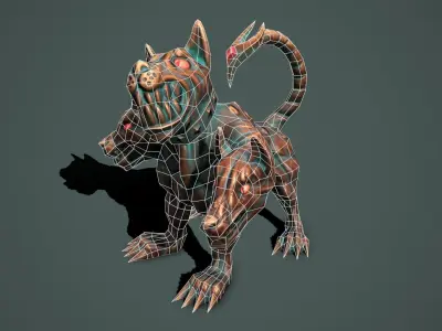 Statue cerberus Low-poly 3D model