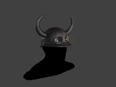 Leather biker helmet with horns Low-poly 3D model