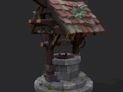 Over Grown Well Low-poly 3D model