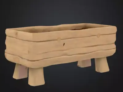 Rustic Wooden Feeding Low-poly 3D model