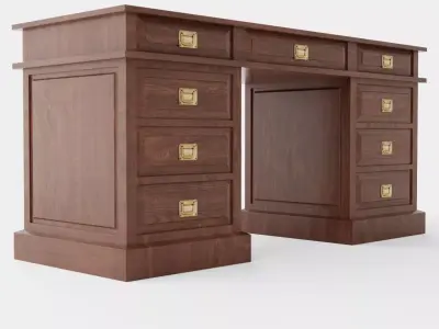 Wall Street desk rich brown Low-poly 3D model