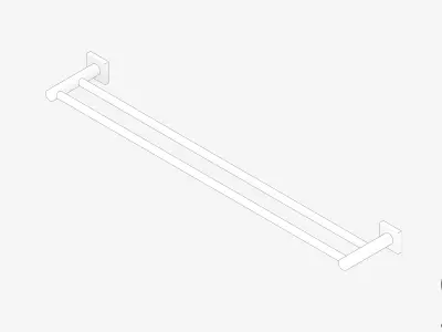 Towel Rail - Double - Luxury - Round - 800 - Square Plate Low-poly 3D model