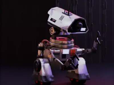 Sci-Fi Worker Robot Low-poly 3D model