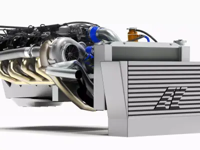 Chevy LS V8 Turbocharged Low-poly 3D model