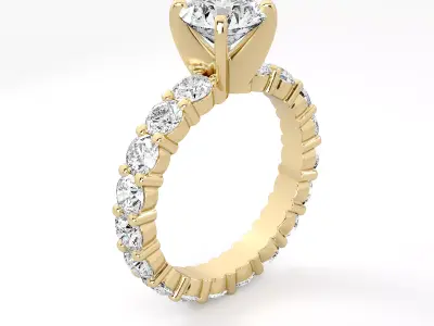 Round Diamond Engagement Ring 3D print model purchase