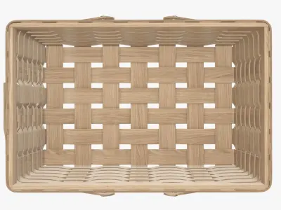 Wicker basket picnic with handles light brown 3D model