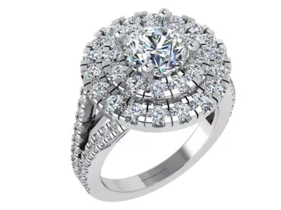 Round Halo Split Shank Ring 4460 3D print model