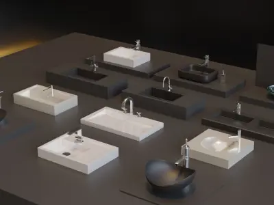 Sink Collection glass on wall 3D model