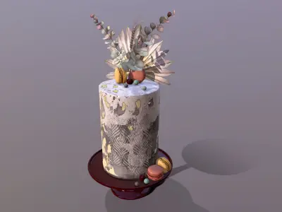Luxury Golden Buttercream Cake Low-poly 3D model