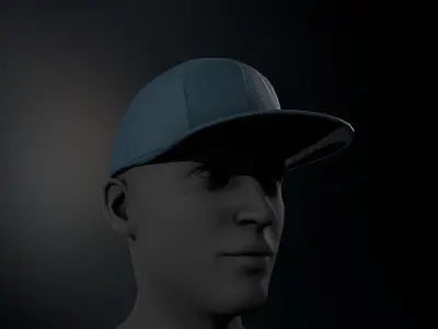 Blue Snapback Cap Low-poly 3D model