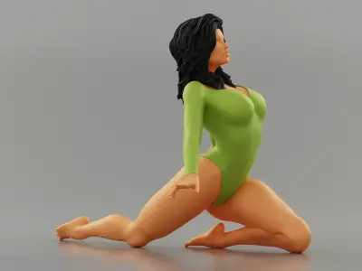 Young Girl Doing Yoga Pose 3D print model