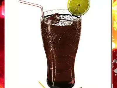 Coke Coca Cola Glass Coaster Straw and Lemon 3D model