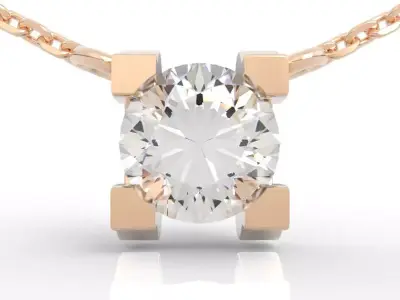 Stunning Four Prong Diamond Pendant 3D print model