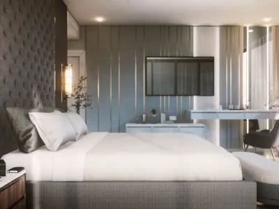 Modern Hill House Interior Scene - Master Bed Room 3D model
