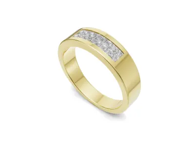 Mens Channel Set Diamond Wedding unisex Band 3D print model