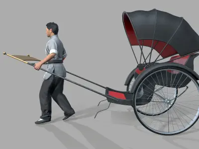 Rickshaw  Puller Low-poly 3D model