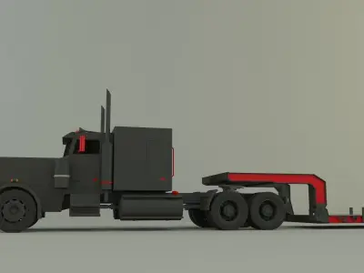 truck 3ax lowbed trailer 3D model