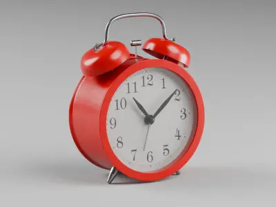 Retro alarm clock Red Low-poly 3D model