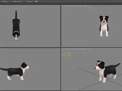 Cartoon pet puppy - Bianmu - baby dog Low-poly 3D model