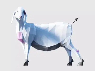 Goats goat in low polygons Low-poly 3D model