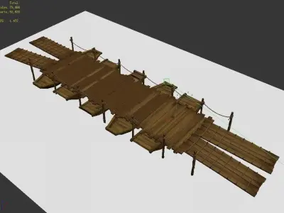 Game Boat - Wooden Bridge 03 3D model