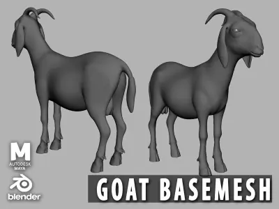 Goat Basemesh Low-poly 3D model